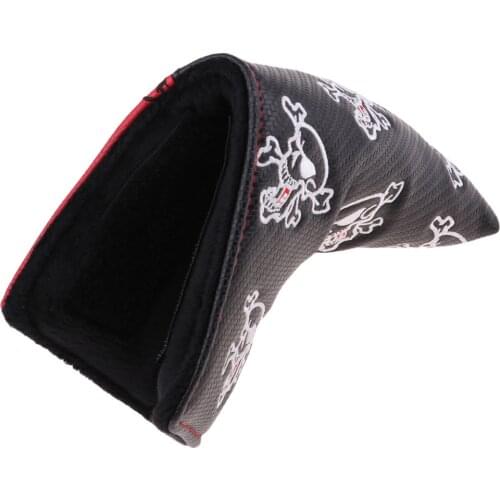Premium PU Sport Golf Club Putter Head Cover Protector With Skull Embroidery Sports Golf Putter Protective Cover Accessories