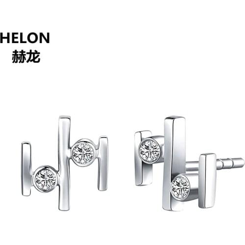 0.08ct SI/H Full Cut Natural Diamonds Stud Earrings Solid 14k White Gold Engagement Wedding Women Earrings Fine Jewelry Trendy
