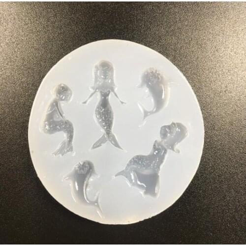 1pcs New Mirror Mermaid Dolphin Girl Fish Tail Dijiao UV Glue Clay Silicone Mold Jewelry Mobile Phone Shell Accessories Pendant