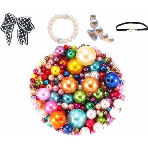 360pcs Imitation Pearl with Hole 3-12mm Plastic Acrylic Round Imitation Pearl DIY Necklace Jewelry Making Garment Craft Beads