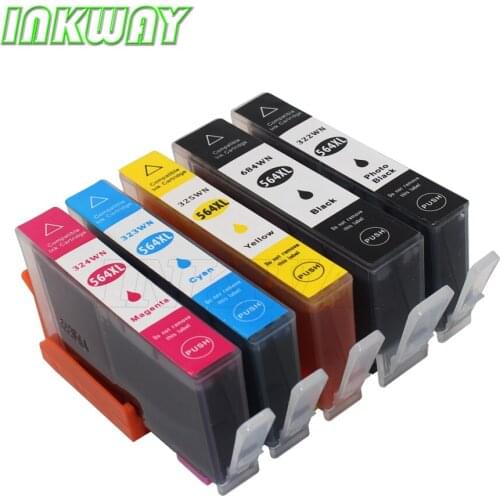 INK WAY 5 Pack for HP 564XL Ink Cartridge Compatible with Photosmart 7510 7520 7515 C6380 C310a C410, OfficeJet 4620