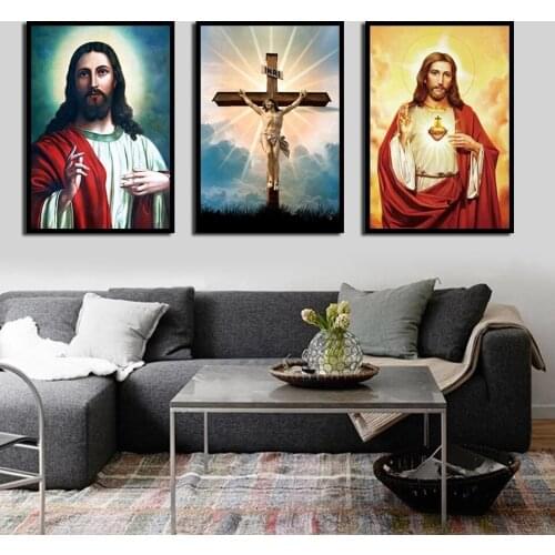 5D DIY Diamond Painting Jesus Full Drill Cross Stitch Faith Portrait Cross Pictures Of Rhinestones Embroidery Mosaic Home Decor