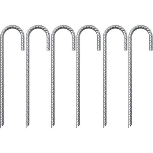 6pcs Ground Rebar Stakes Garden Tent Nails Galvanized Steel J Pegs Gardening Anchors Used For Tent Trampoline Swing