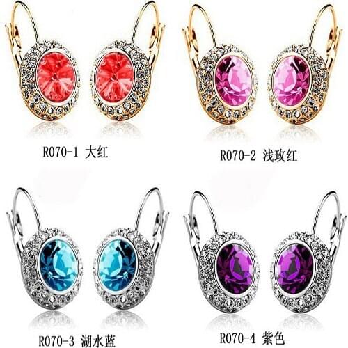 Austrian Crystal moon river round-shaped crystal stud earrings Streamline (pair) earring Ohrringe