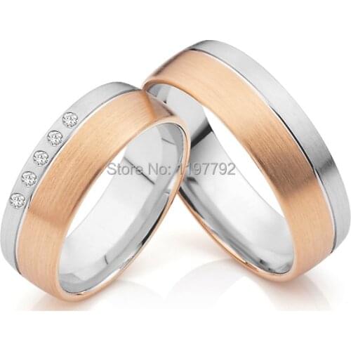 Discount cheap tailor made classic rose gold colour His and Hers couple Rings sets for anniversary