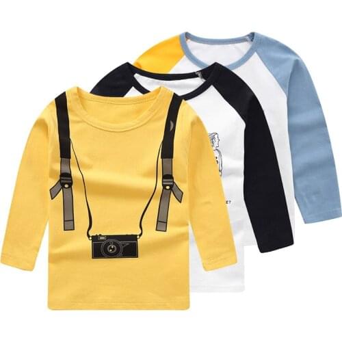 Spring Autumn Kids Boys T Shirt Cute Cartoon Print Long Sleeve Baby Girls T-shirts O-neck Cotton Children T-shirt Tops for Kids