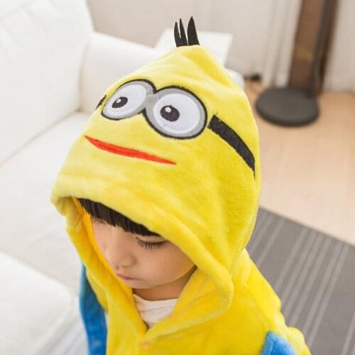 Kids Onesies Hooded Pajamas Children Sleepwear Boys Girls Pocket Animal Anime Pyjama Pijama Flannel Nightwear Clothes