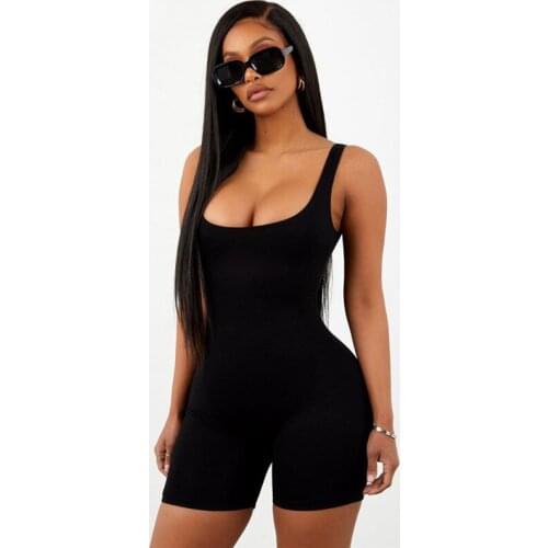 Imcute Sexy Women Sleeveless Romper Jumpsuit Bodycon Bodysuit Slim Fit Sports Short Pants Club Backless Biker Shorts Playsuit