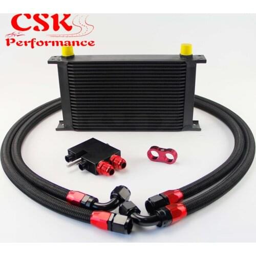 22 Row 248mm AN10 British Oil Cooler Kit Fits For BMW N54 Engine Twin Turbo 135i E82 335i E90 E92 E93 Black/Silver