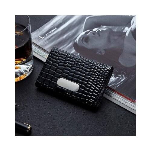 PITEBO Leather business credit card ID card case carbon fiber leather travel mini wallet retro nostalgic business wallet box