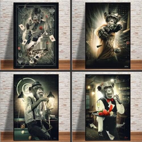 Smoking Music Hip Hop Monkey Modern Wall Art Decoration Animal Posters and Prints Canvas Living Room Home Decoration