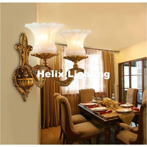 European-style Brass Lamp E27 Jade Crystal Wall Light 110V~220V Indoor Lighting Classical Warmth Vintage Wall Lamp Free Shipping
