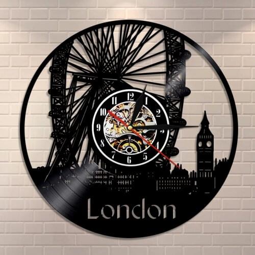 London Ferris Wheel Wall Decor Wall Watch London Eye Vinyl Record Wall Clock England Big Ben Decorative Modern Clock London Gift