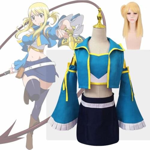 Lucy Heartfilia Fairy Tail 7 Years Later Lolita Cosplay Costume Girls Sailor School Uniform Skirt Outfit Halloween Party Dress