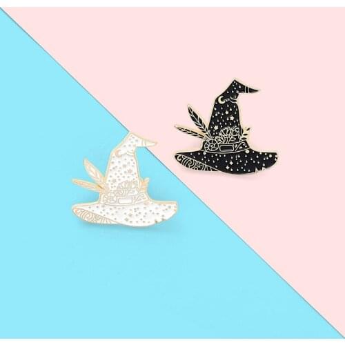 Cartoon Black/White Couple Sparkling Hat Enamel Pin Fashion Brooch Backpack Clothes Lapel Pin Animal Jewelry Gift for Friends