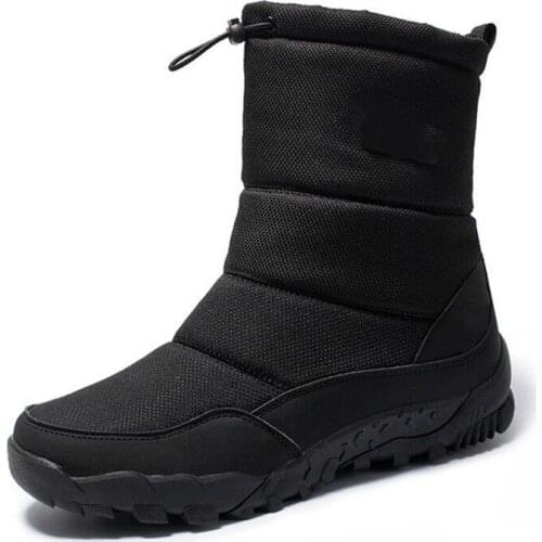 Men outdoor waterproof boots short tube fishing shoes boy anti-sliding pile and pile mountain snow shoes comfortable and warm