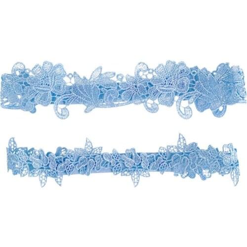 Women Embroidery Floral Lace Thigh Rings Set Wedding Prom Bridal Decorative Stretch Band Solid Color Hollow Seamless Leg Garters