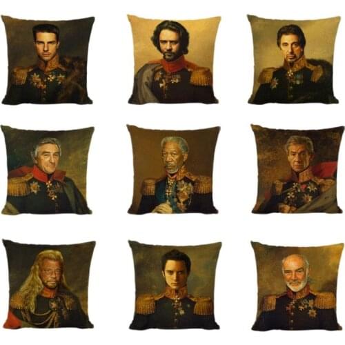 Oil Painting Cushion Covers Neoclassical Style Portrait Nicolas Cage Printed Home Decor Sofa Living Room Linen Throw Pillow Case