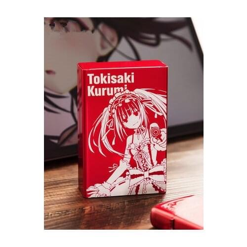 New Anime DATE A LIVE Tokisaki Kurumi Cosplay Prop Nightmare Anti-folding Metal Portable Storage Box Cigarette Boxes Collection