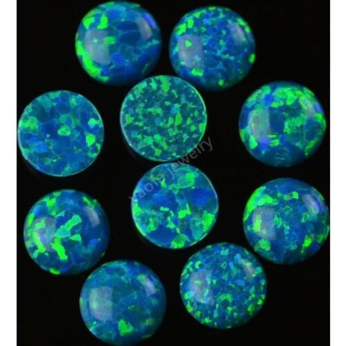 Wholesale price hotsale 2mm to 10mm OP36 Peacock blue Round Cabochon flat back loose opal jewelry gemstones