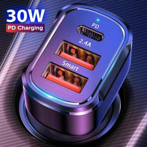 30W PD USB C Car Charger Quick Charge 4.0 3.0 QC4.0 QC3.0 Phone Charger Type C Fast Charging For iPhone 12 Xiaomi Huawei Samsung