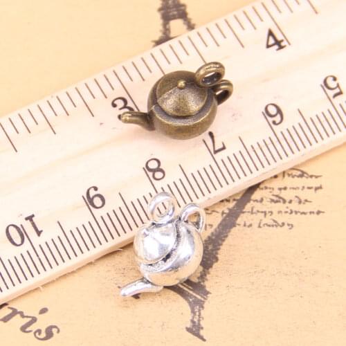 36pcs Jewelry Charms 3D teapot 18x13x10mm Antique Silver Plated Pendants Making DIY Handmade Tibetan Silver Jewelry