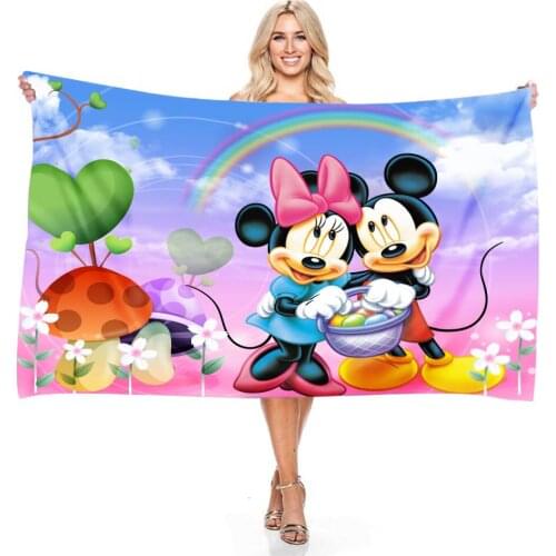 Mickey Mouse Minnie Mouse Beach Towel Adult Childrens Bath Towel 3d Digital Printing Disney Microfiber Swimming Towel 140x180cm