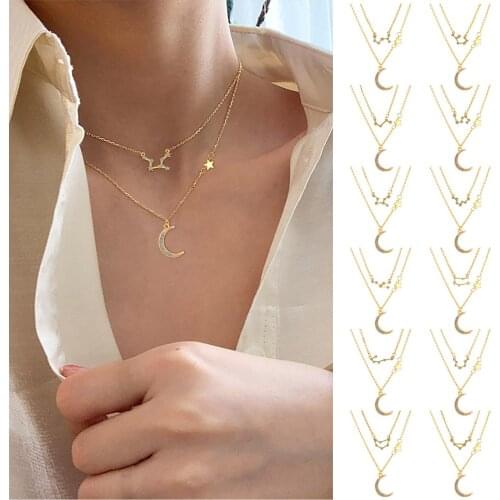 Romantic Constellation Pendant Necklace Metal Alloy Hollowing Out Necklace Inlaid Confession Lady Valentines Day Jewelry Gift