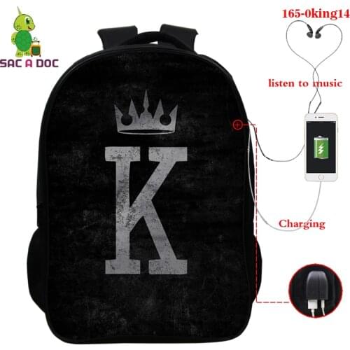 Usb Charge 3D Lion King Backpack Students School Rucksack Boys Girls Cartoon King Bookbag Fashion Knapsack Men Women Travel Bags