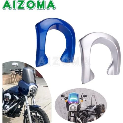 Silver/Blue Motorcycle Head Light Fairing Trim Bezel Scowl Headlamp Cover For Harley Dyna FXDX FXDF FXR Street Bob Super Glide