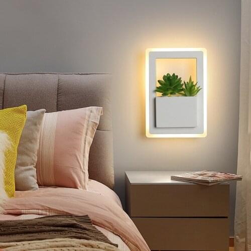 Nordic plant creative wall lamp modern simple style bedside walkway living room corridor acrylic indoor LED wall lamp