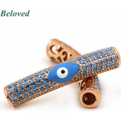 Evil Eye Micro Pave Cubic CZ Zirconia Spacer Beads, Turquoises Inlaid Jewelry Making Accessories,Blue Howlite Beads, BG18147