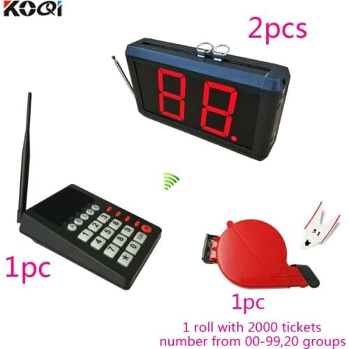 Queue ticket call display system 1 wireless numeric keypad with 2 display monitor and 1 ticket dispenser