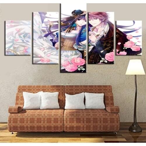 Modern Picture Art Canvas Home Decor 5 Pieces Animation Royal Court Love Film Painting Wall Poster Prints Modular Frame For Gift