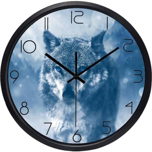 Snow Wolf Lake Design Glass Wall Clock Modern Silent Nordic Style Clock for living Room