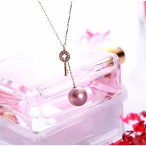 Gorgeous 11-12mm freshwater round lavender pearl necklace 925silver