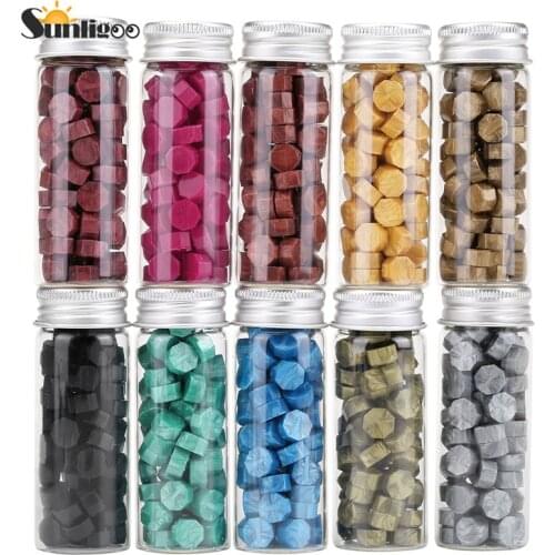 Mogoko About 120-140 Pieces Octagon Sealing Wax Sticks Beads with Candle Melting Spoon for Wax Seal Stamp Decoration