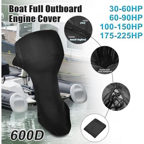 X Autohaux 600D Oxford Cloth PVC Full Boat Motor Cover Outboard Waterproof Dust Rain UV Resistant Engine Protector 30-225HP