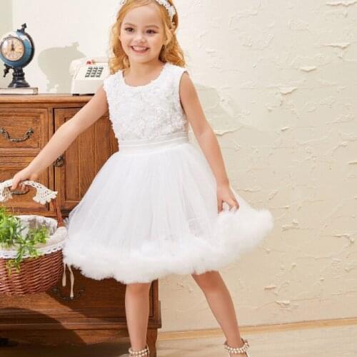 White Flower Girl Tutu Skirts Children Skirt For Girls Princess Skirt Western Party Dance Ballet Tutu Skirts Fashionable