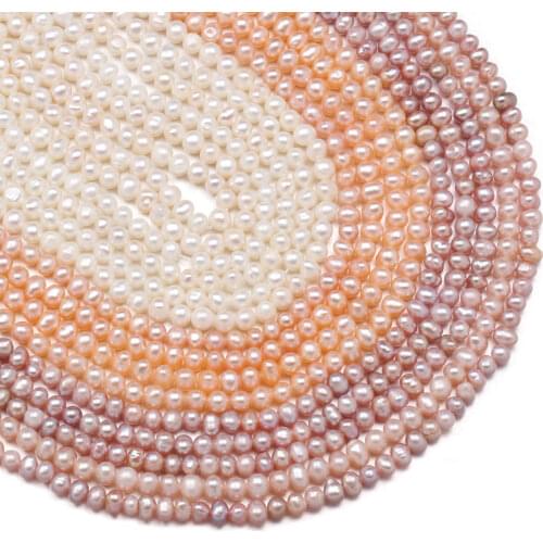 Natural Freshwater Pearl Beads High Quality 36cm Punch Loose Beads for DIY Women Elegant Bracelet Jewelry Making Size 3-4mm