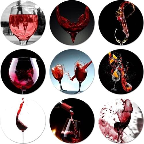 Red wine glass Icons Pins Badge Decoration Brooches Metal Badges For Backpack Decoration 58mm