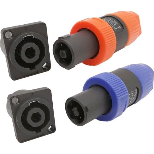 1Set 4 Poles Speakon Female Socket Audio Adapter 4 Pin NL4FC Male Plug Speaker Audio Cable Connector