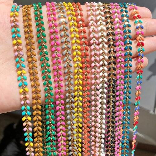 1 Meter Gold Plating Copper Stainless Steel Dripping oil Leaves Chains for DIY Bracelet Necklaces Charms Jewelry Making Supplies