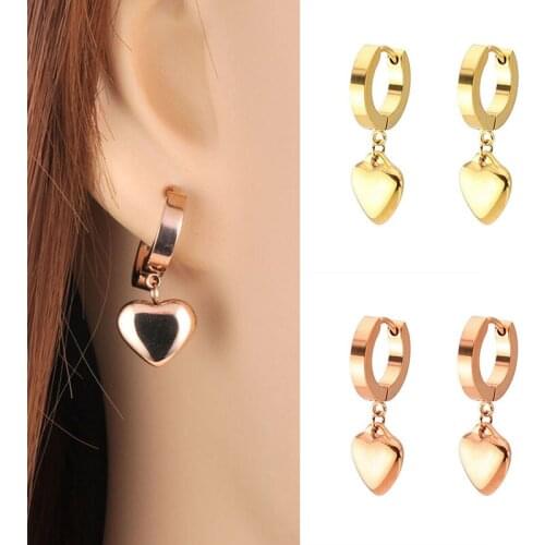 1Pair Small Hoop Earrings For Women Minimalist Ear Piercing Huggie Earrings Heart Pendant Earrings