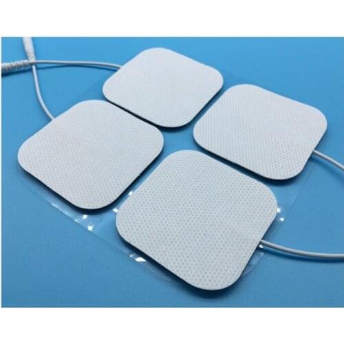 100Pcs 5*5cm Reusable Self Adhesive Tens Electrode Pads For Digital Tens Physiotherapy Massager Nerve Muscle Stimulator 2mm Plug
