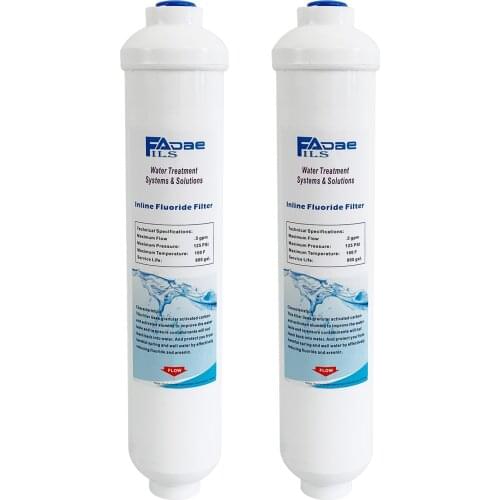 2 pack of 10" Inline Water Filter Fluoride & Arsenic Removal with Alumina Activated for For RV, CampersRO, Ice Makers etc