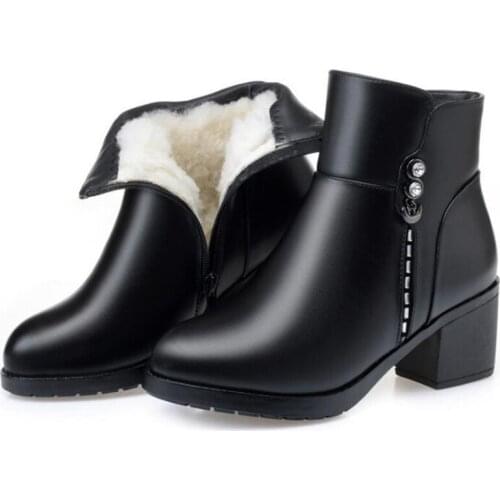 New Fashion Winter Boots Warm Plush / Wool Boots Women Leather Boots Side Zipper Knight Boots Fashion Boots Non-slip High Heels