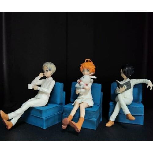 3pcs/set Comic Anime Promised Neverland Grace Field Orphan Emma Norman Ray on Sofa Figure Model Toys Child Gift
