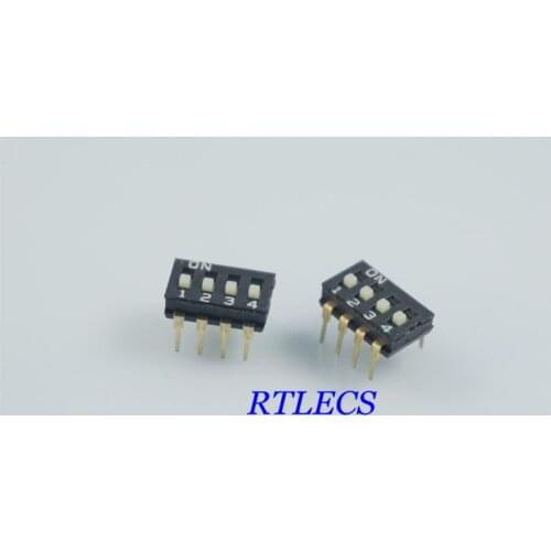 50pcs Dip Switches SPST 4 Position 2.54mm 0.100" Slide Standard Actuator Raised Through Hole PCB Vertical 4 Way DIP Switch