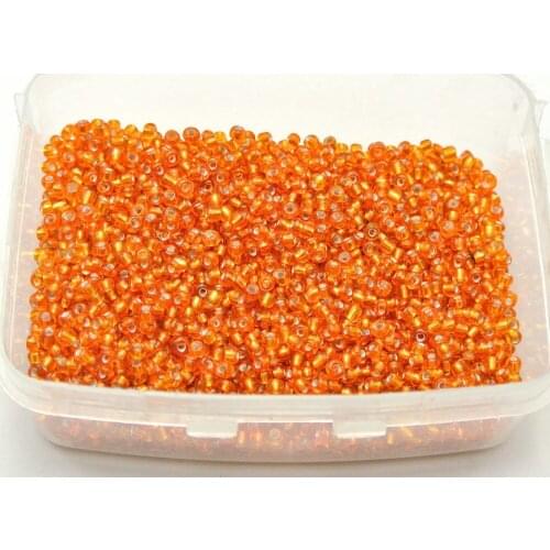 5000 Glass Seed Beads 2mm silver lined Orange + Storage Box